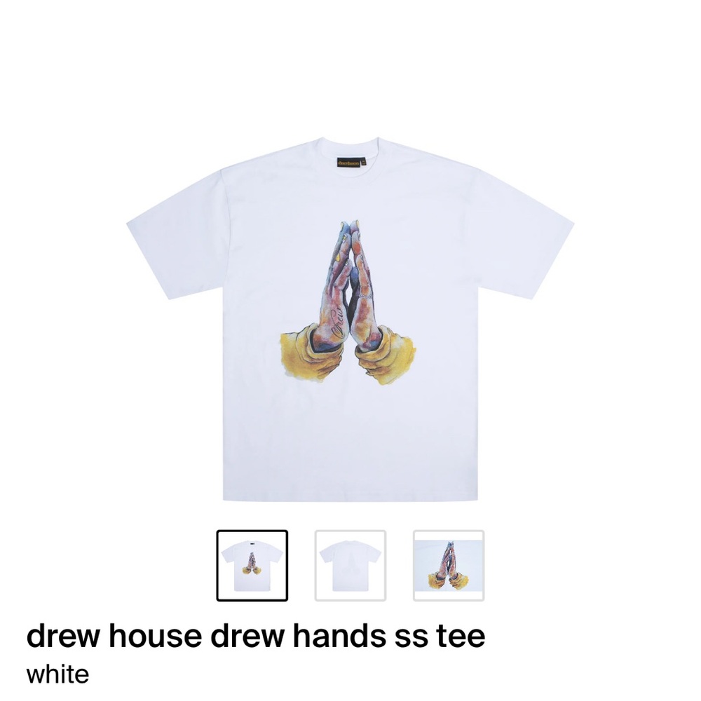 Drew House Drew Hands SS Tee white